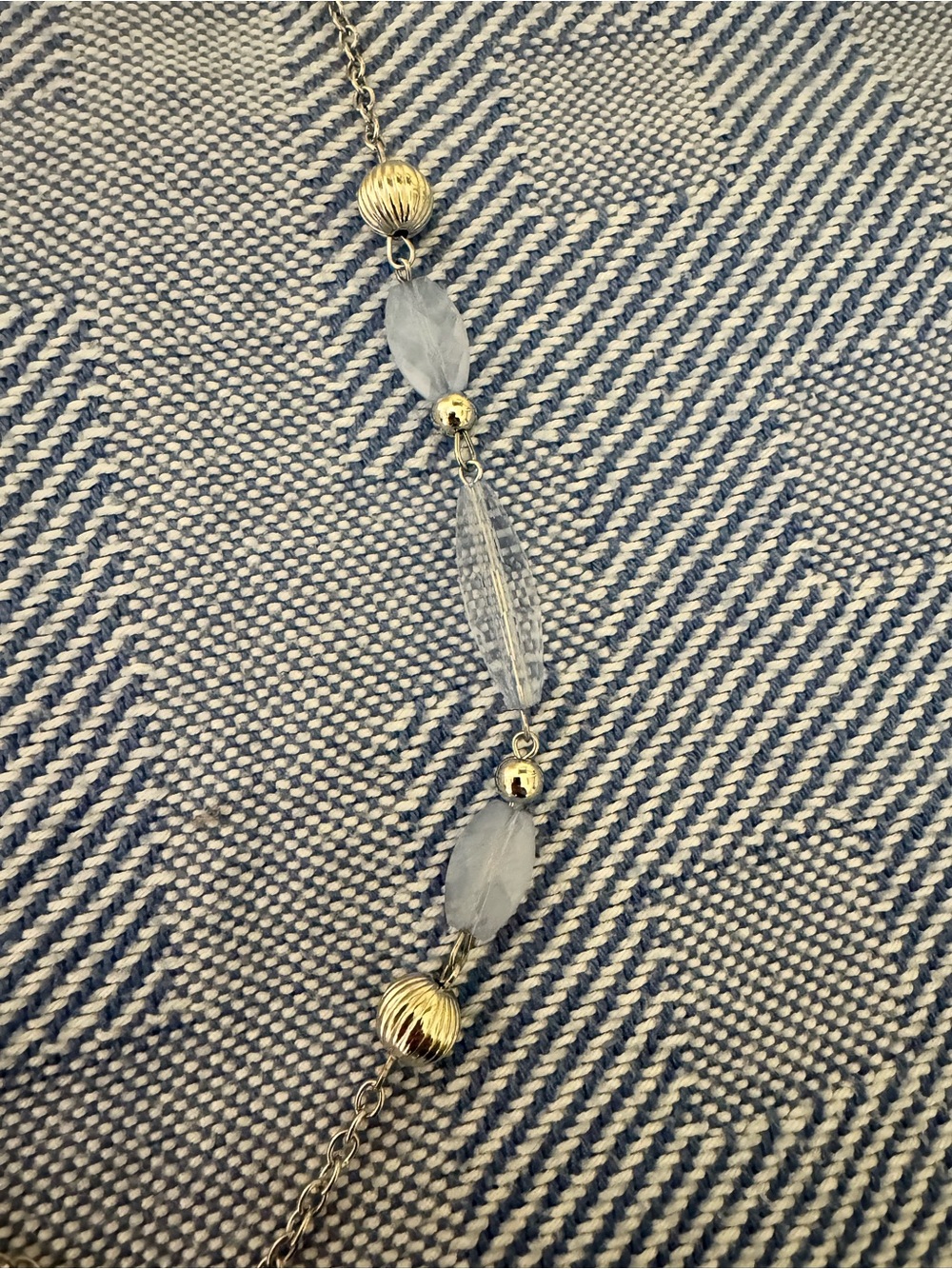 Gold-Tone Circle Pendant Tassel Necklace with Frosted Beads - Picture 3 of 6